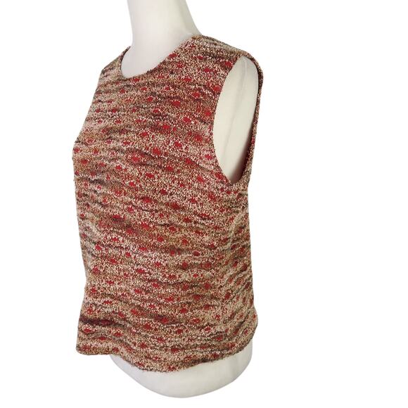 Vintage 90s Ninety Red and Tan Marled Textured Knit Tank Top L - Picture 4 of 7